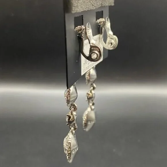 NWT Givenchy Clip Earrings Crystal Halo Set 2.5" Drop Silver Tone Bridal Pageant - Picture 5 of 7